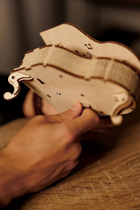 Wood Trick Toy Piano Music Box Moonlight Sonata, Mini 3D Wooden Puzzle Assembly Toy for Kids and Adults