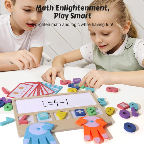 BESTAMTOY Counting 3-6, Montessori Math Board Toy - Double-Sided Finger & Number Tracing Board Number Blocks, Wooden