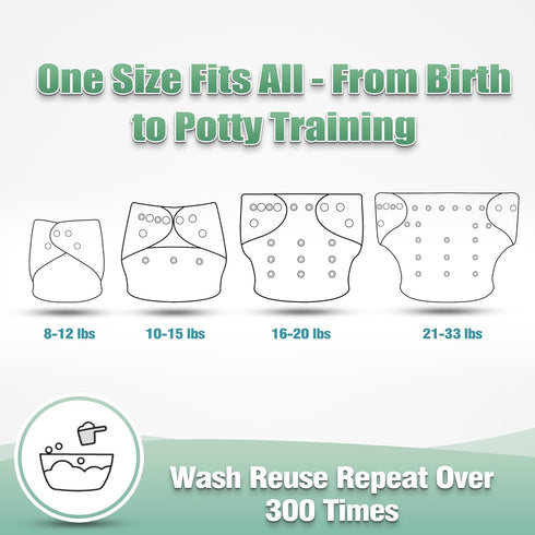 6 Pack 6 1 wegreeco Cloth Diapers with Inserts & Wet Bag, Washable Cloth Diapers for Babies, One Size Adjustable