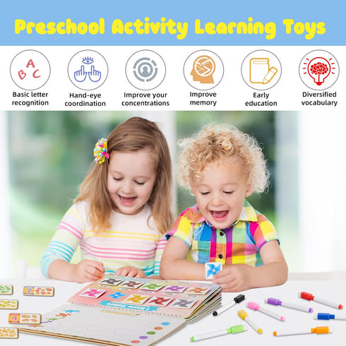 Huijing 29 Toddler Activities Preschool Learning Busy Book - Themes Binder Montessori Toys for Toddlers, Workbook