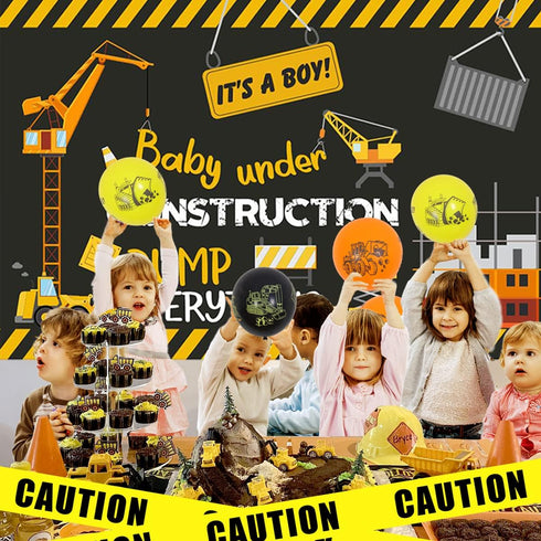 Construction Baby Shower Decorations Yellow Orange Under Construction Party Balloon Garland Kit Dump Truck Baby Shower