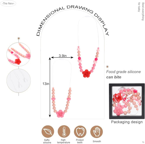 Jissoo 2Pcs Breastfeeding Necklaces - Silicone Sensory Necklace for New Moms,Emotional Calming Supplies,Newborn Nursing
