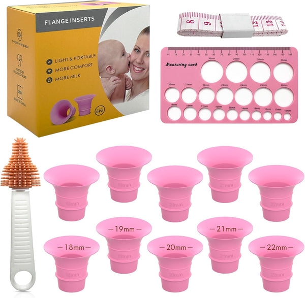 Yeabetter Flange Sizing Kit with 10PCS 18/19/20/21/22mm Flange Inserts for 24mm Most Breast
