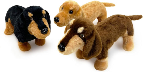 3Pcs Dachshund Plush Animals Set, 9.8" Kawaii Stuffed Dogs, Soft Cuddly Dog Toy for Birthday Party, Best Gift for
