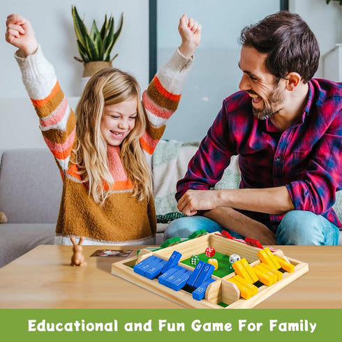 Elanbells 12 Inch 2-4 Shut The Box Dice Game Upgraded Player Wooden Dice Game Math Addition Games Close The Box Family