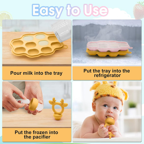 Baby Fruit Feeder and Breastmilk Popsicle Molds for Teething Relief | BPA Free Silicone Baby Food Teether Feeder (2