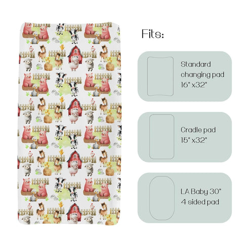32"/34" 16" HawSkgFub Farm Animals Life Barn Changing Pad Cover for Baby Girls Boys, Natural Cow Chicken Pig Horse