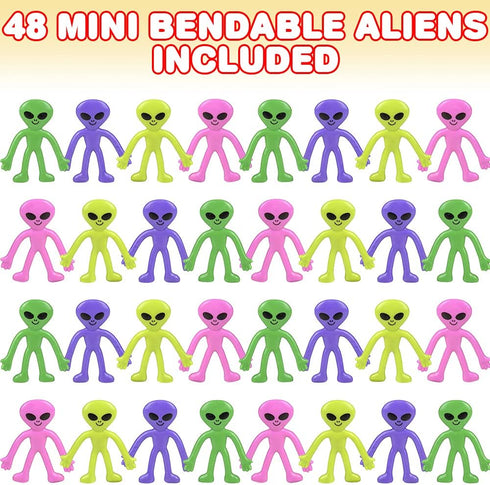 (Set 48) ArtCreativity Bendable Alien Toys, of Mini alien figures Bendy Toy for Kids, Alien Party Favors, Birthday