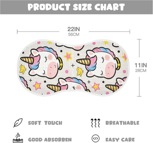 decor gift 4 Pack 22x11in Cotton Burp Cloth Soft and Absorbent? Cute Cartoon White Rainbow Unicorns Feed Cloth