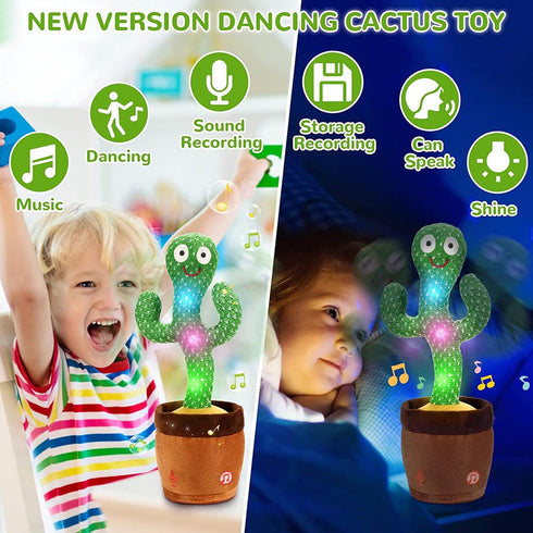 Dancing Cactus Toy Talking Cactus Singing and Repeat What You Say for Baby Cactus Plush Toy Mimicking Electric Toy with Lighting Interactive Toy for Boys Girls