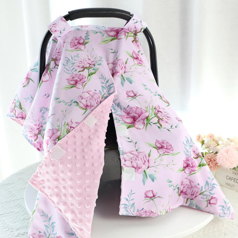 DILIMI Baby Car Seat Cover and Nursing Pillow Cover for Girls, Purple Floral