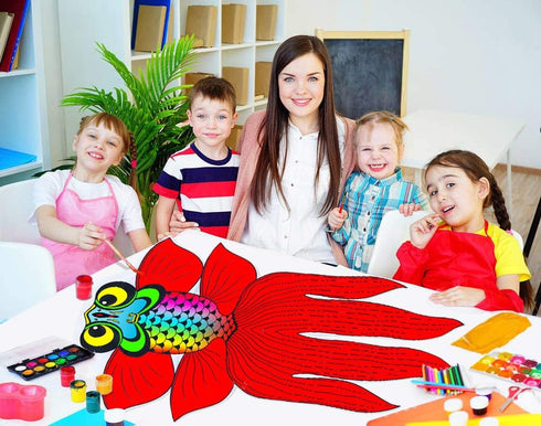 HENGDA KITE DIY Blank Painting Kite for Kids & Adults, Kite Making Kit with Handles and Strings, White Diamond