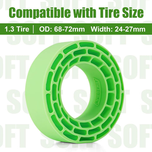 INJORA Silicone Rubber Inserts for 68-72mm 1.3" Tires, 4pcs (Green)