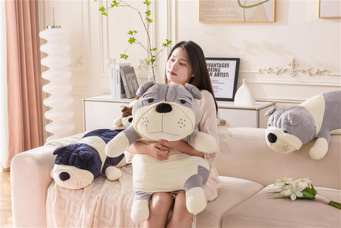 Bulldog Gray Stuffed Animal Plush Hugging Pillow for Boys and Girls, Children's Day Gift, 23.6in/60cm