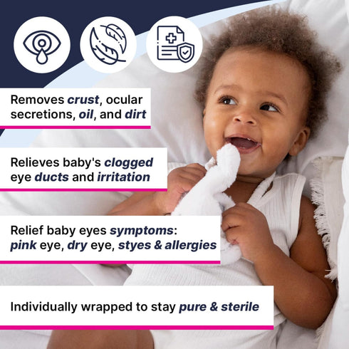 Dr. Fischer Premium Baby Eyelid Wipes, 60 Count, Hypoallergenic, Rinse Free, Pediatrician Recommended