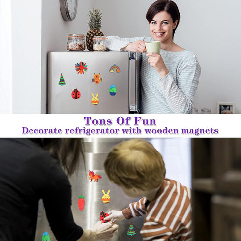 Worgree DIY Wooden Magnets, 36 pcs Art Craft Supplies Painting Kit for Kids Party Favors for Ages 4-12 Birthday Easter