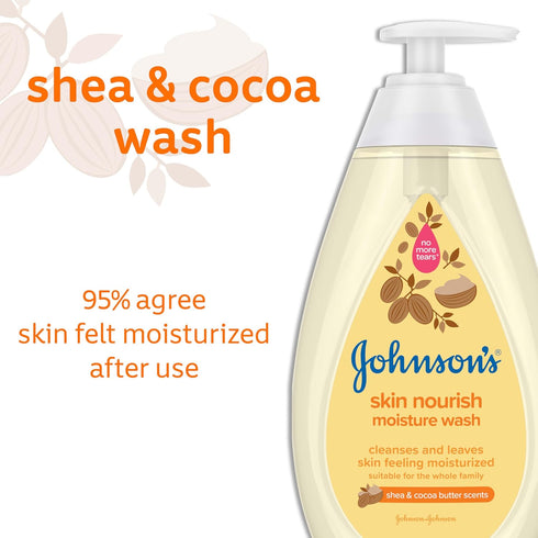 20.3 oz Johnson's Baby Skin Nourishing Moisture Baby Body Wash with Shea & Cocoa Butter, Hypoallergenic & Tear Free