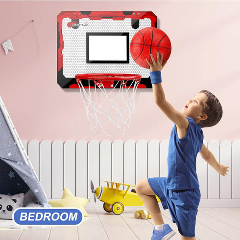 Indoor Basketball Hoop Set for Kids Adults, Pro Mini Basketball Hoop for Door Wall with 4 Balls Toy Gift for Boys Girls.