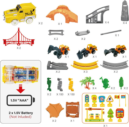 5-7, 3-5, 342Pcs Set 3 4 5 6 7+ OR OR TU Toys for Boys Race Track for Toddlers Construction Toys for Boys Kids Car