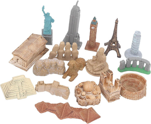 FOSA Miniature Ancient Buildings Toys, 17PCS Mini Around The World City Miniatures for Diorama Projects