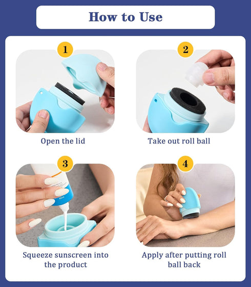 Sunscreen Applicator Brush Set for Kids, Adults & Families - BPA Free & Refillable, Sun Lotion Applicator (Blue)
