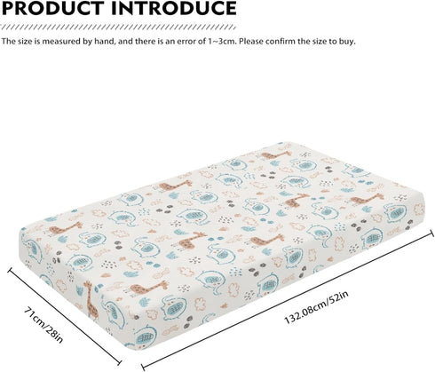 Streeyiu 52x28x8 Giraffe Baby Crib Sheets for Boys Girls Elephant Fitted Crib Sheet for Standard Crib and Toddler