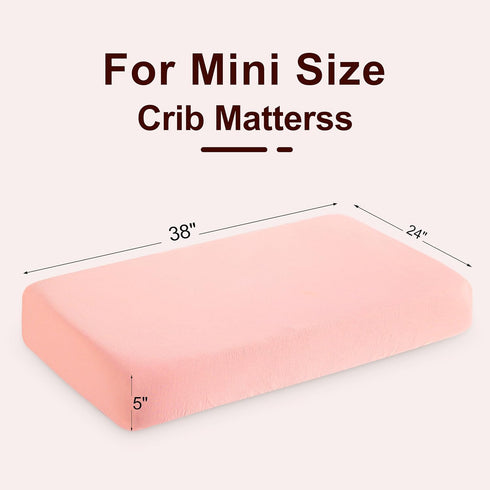 2 Pack 24x38 24x38 Inches NTBAY Muslin Cotton Mini Crib Sheets, Soft and Breathable Double Layer Baby Crib Sheets