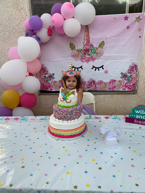 Unicorn Themed Birthday Party Decorations, Plastic Tablecloth 53 x 90 inches, Disposable Table Cover for Girls