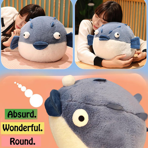 Puffer Fish Plush Pillow, 15.7'' Funny Stuffed Animals, Chubby Pufferfish Plush Toy for Kids