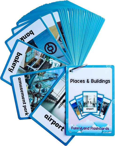 Lilias Places & Buildings Flash Cards, Toddler Learning Toys, 32 Cards Set for Preschool and Kindergarten