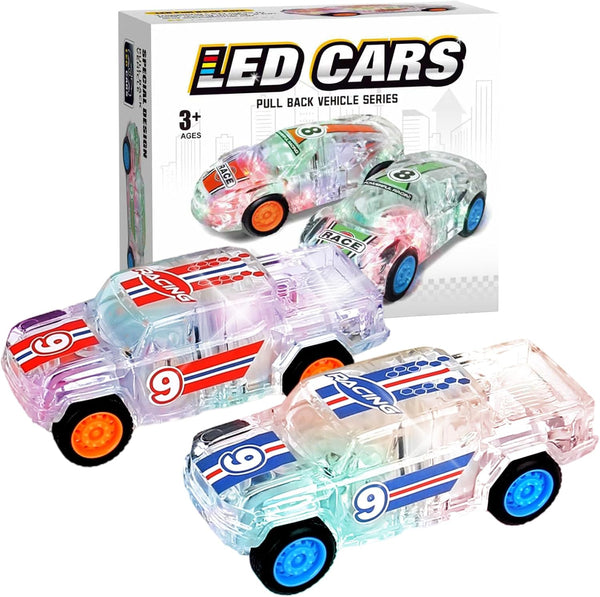 ZOHANINDL LED Light Up Pickup Truck Toys,Pull Back Cars Toy(2 Pack),Included,Suitable for