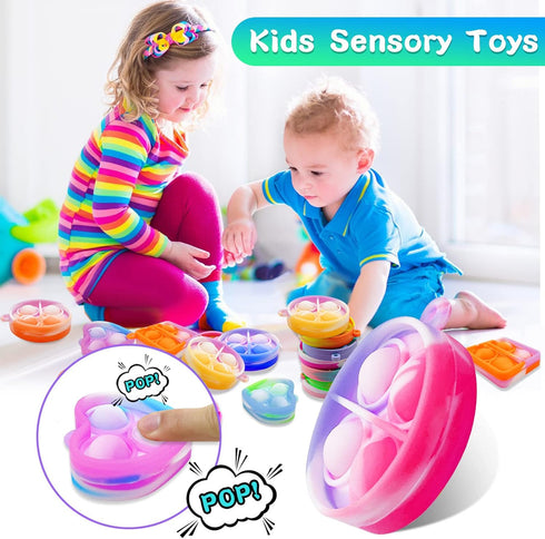 ONKULL 90 Pack 4-8,8-12 Pop Fidget Keychain ,Mini Fidget Toys Bulk ,Sensory Toys for Kids ,Party Favors for Kids Year