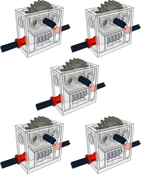 5 Sets of Technical Parts - Complete Gearbox Assembly Trans-Clear Wormbox Gear Motor Reducer Block for Mindstorms