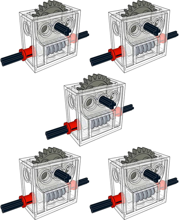 5 Sets of Technical Parts - Complete Gearbox Assembly Trans-Clear Wormbox Gear Motor Reducer Block for Mindstorms