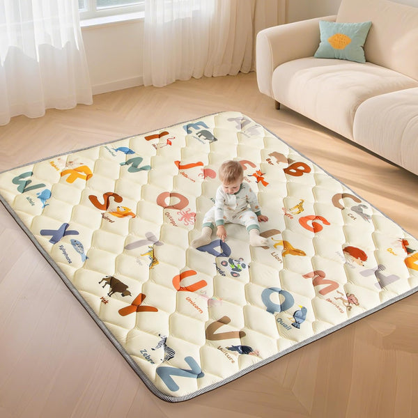 Baby Play Mats for Floor - 65x50 Playmat for Babies - Foldable