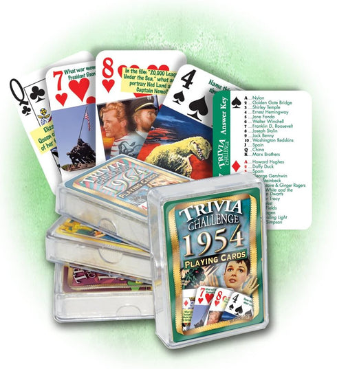1954 Trivia Challenge Playing Cards - Perfect Birthday Gift