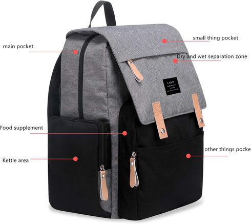 Mummy Diaper Bag Backpack - Durable Maternity Baby Nappy Casual Shoulder Bag for Travel