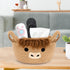 0rganizer 10.7"D 4.4"H Highland Cute Cow Basket for Nursery, Small Shower Gift Basket, Round Woven Rope Cotton Storage