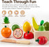 Sets 18 HERSITY Wooden Play Food for Kids Kitchen Cutting Fruits Toys Pretend Play for Toddlers Gift for Boys Girls