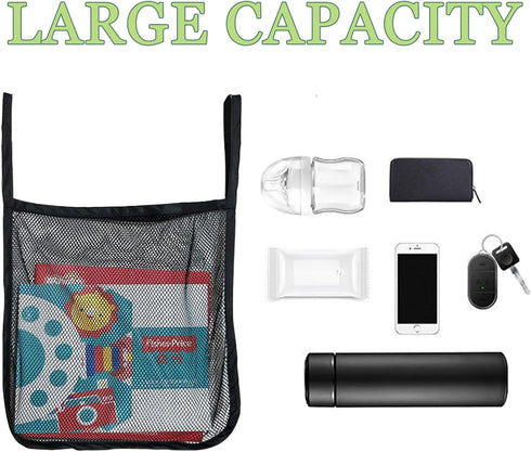 2 Pack Portable Universal Baby Stroller Hanging Bag, Accessory Mesh Organizer Net Bag for Food and Toys