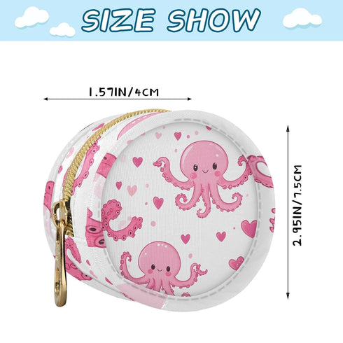 YETTASBIN Cute Pink Octopus Portable Pacifier Holder Case with Metal Hook Buckle & Zipper for Diaper Bag and Stroller