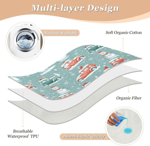 siphylline 52" 34" Snowmen Christmas Truck Extra Large Resuable Potty Training Pee Pad Soft Absorbent Baby Diaper