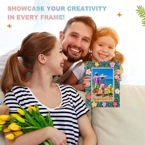 LEJITEKK 6-12 DIY Mosaic Picture Frame Craft Kit for Kids - Creative Arts & Crafts Glass Pebbles Activity for Girls