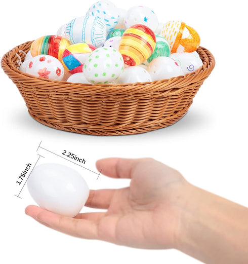 FunsLane 50 Pcs Easter Eggs White Blank Plastic Eggs, Paintable DIY Creative Decoration Eggs for Party Favors