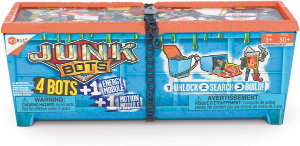 HEXBUG JUNKBOTS Industrial Dumpster Assortment Kit, Surprise Toys with 50+ Pieces of Action Construction Figures for