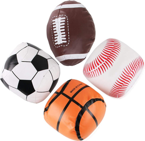 Liberty Imports 4 Pack My First Soft Plush Stuffed Sports Balls Toy Set for Kids, 5" - Football, Baseball, Basketball,