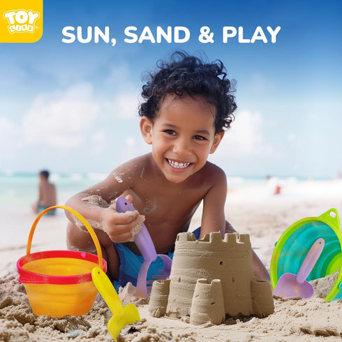 9 Pack Set 3 3 3 4-8 Summer TOY Life Sand Buckets Toys with Collapsible Beach Buckets Shovels and Rakes, Toddlers Beach