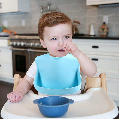 Silicone Bibs for Babies Toddler Set of 3, BPA Free, Soft Adjustable Waterproof Feeding Essentials