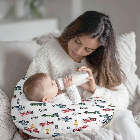 Wicbfdfv Cute Race Trophy Flag Traffic Light Nursing Pillow Cover Stretchy and Soft for Baby Girls Boys Transportation