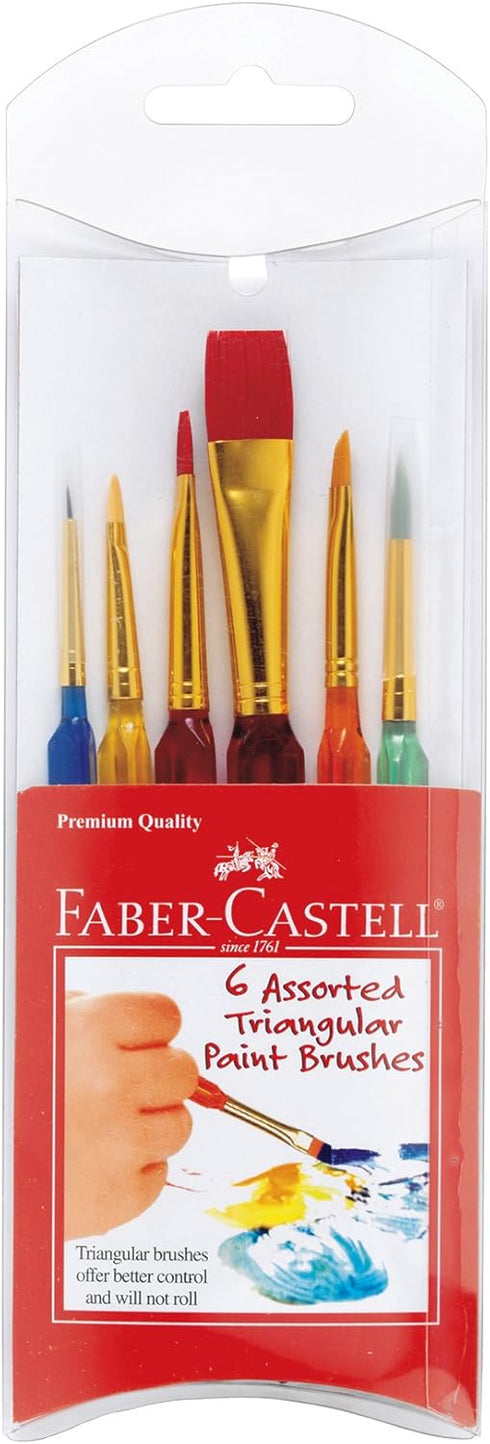 Faber-Castell Triangular Paint Brush Set, 6 Assorted Sizes for Kids